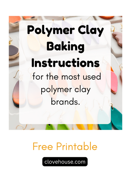Polymer Clay baking instructions for Sculpey Premo, Sculpey III, Sculpey Soufflé, Fimo Soft, Sculpey Liquid, Pardo Art-Clay, Kato PolyClay, and Cernit